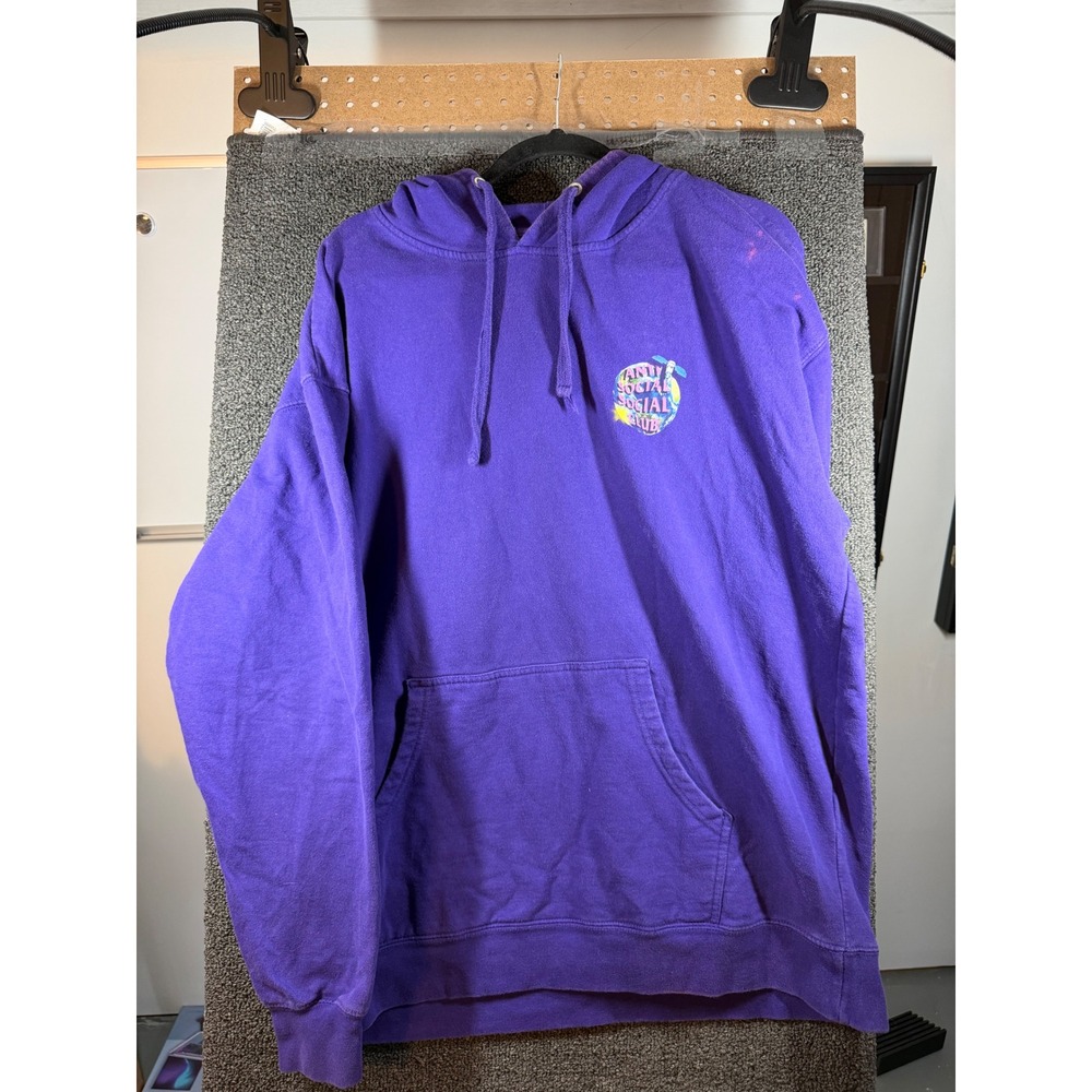 Anti Social Social Club Hoodie Mens XXL Purple Satellite Globe Streetwear